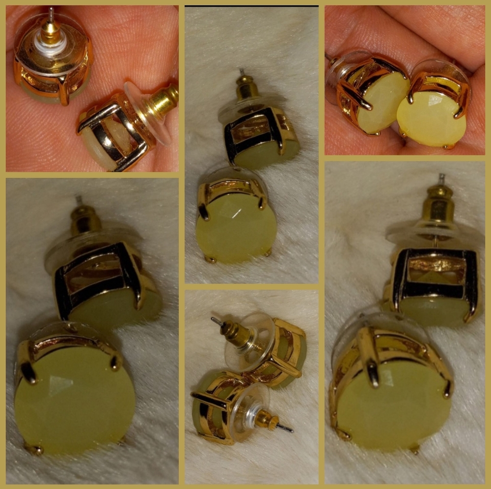 Large Cushion Setting Round Cabochon Opal 4 Prong Post Earrings